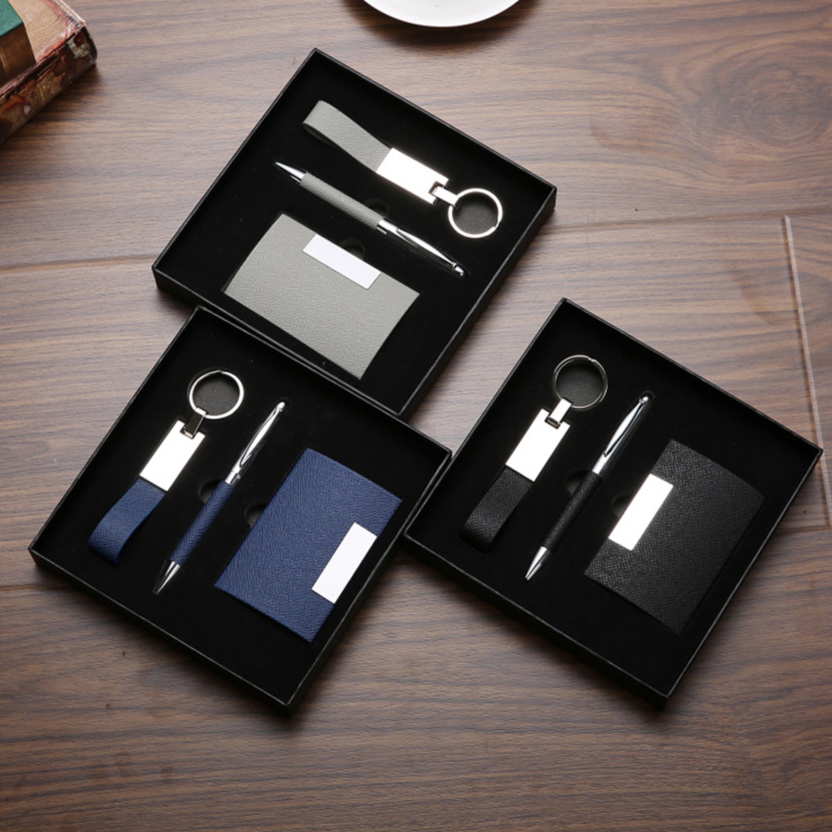 3-pc PU Leather Card Case Gift Set